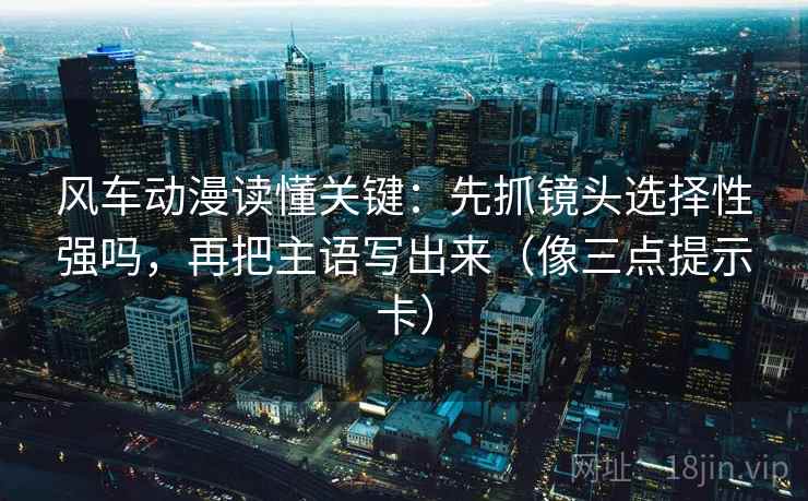 风车动漫读懂关键：先抓镜头选择性强吗，再把主语写出来（像三点提示卡）